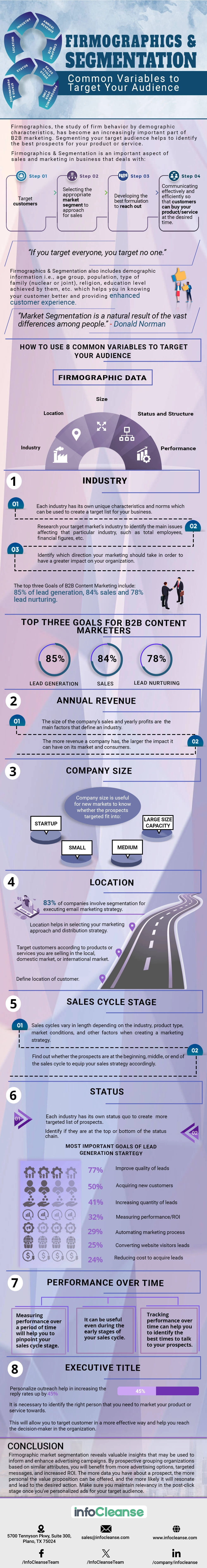 Firmographics And Segmentation: How To Use 8 Common Variables To Target Your Audience Infographics - InfoCleanse